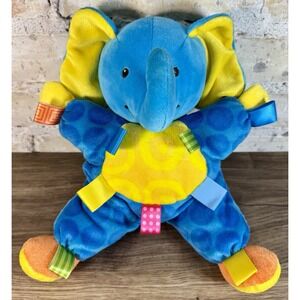 Taggies Blue Plush Elephant Mary Meyer Baby Lovey Blanket 13" Tactile Fidget Toy
